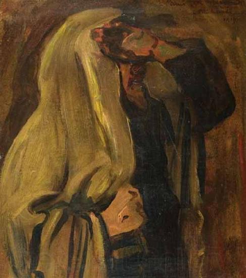 Leopold Kowalsky Jewish man wrapped in a prayer shawl Spain oil painting art